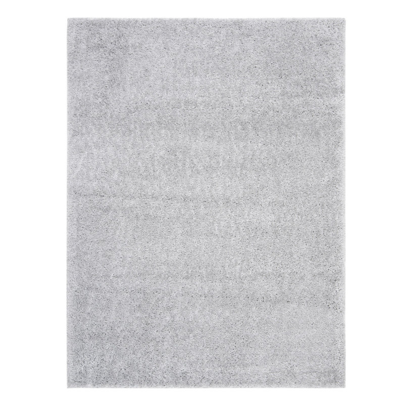 Tapis uni en polyester tissé à la machine en gris, Rectangle 6 pi 7 po x 9 pi 6 po