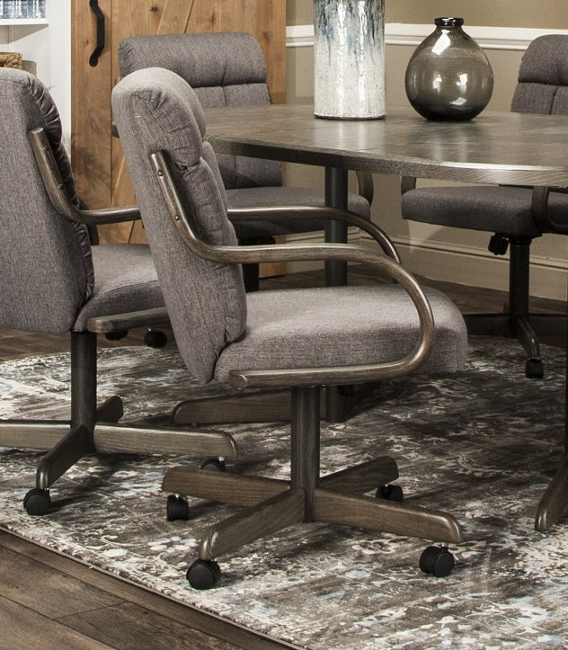 Chaise avec accoudoirs pivotante et pivotante Camile, Tweed fumé