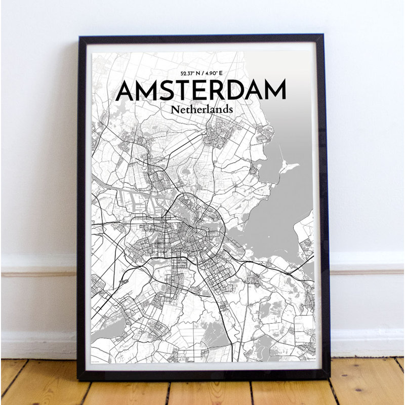 Amsterdam City Map - No Frame Print, 61cm H x 45.7cm W x 0.13cm D