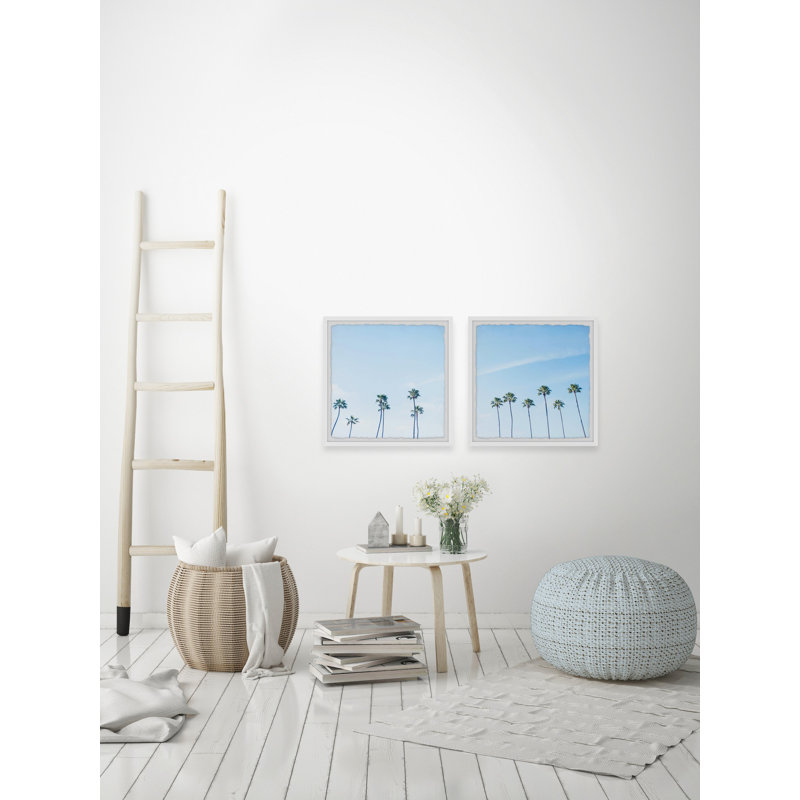 Ciel bleu et palmiers Diptych, H 12 po x l 12 po