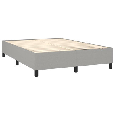 Box Spring Bed Frame Light Grey Full Fabric 