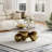 39.5 Round Coffee Table, Modern Coffee Table with Pandora Sintered Stone Tabletop and Three Gold Balls-1776060451