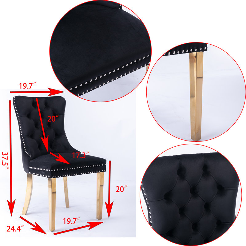 Chaise parsons capitonnée en velours bleu marine