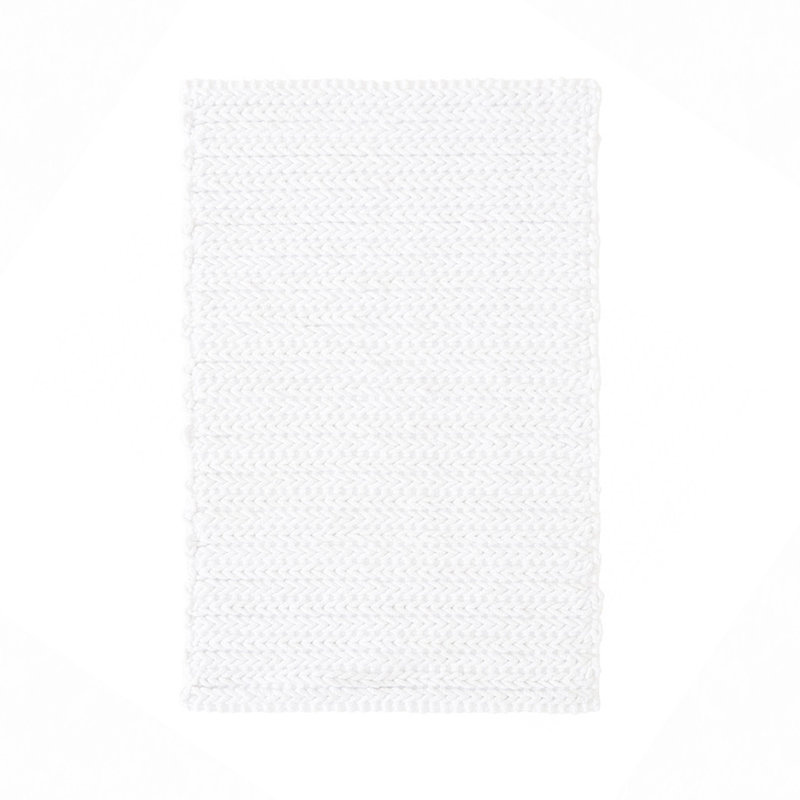 Tapis 100% coton chenille, Blanc, Simple - L 30 po x l 20 po