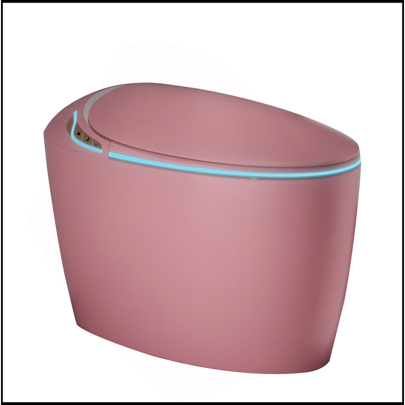 Unique Smart Toilet With Bidet Built In, Intelligent One Piece Toilet For Modern Bathroom, Auto Open/Close Seat, Foot Sensor, LED Display,Night Light, Warm Water & Dryer,Pink