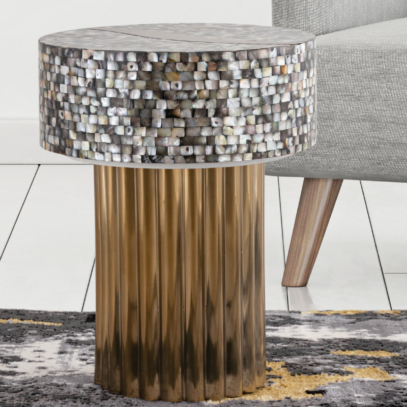Table de bout avec plateau en nacre et table de bout