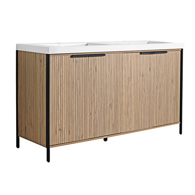 Freestanding Bathroom Vanity With Double Resin Sink