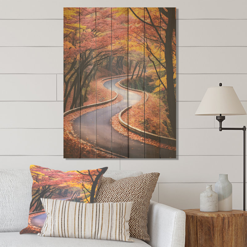 «Rosy Blooming Pathway Into The Forest V» - route sur bois, H 20 po x l 10 po