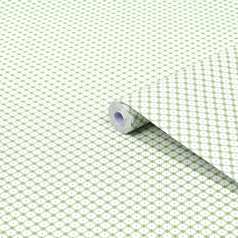 Wickerwork Pale Ochre Yellow Removable Wallpaper, Leaf Green