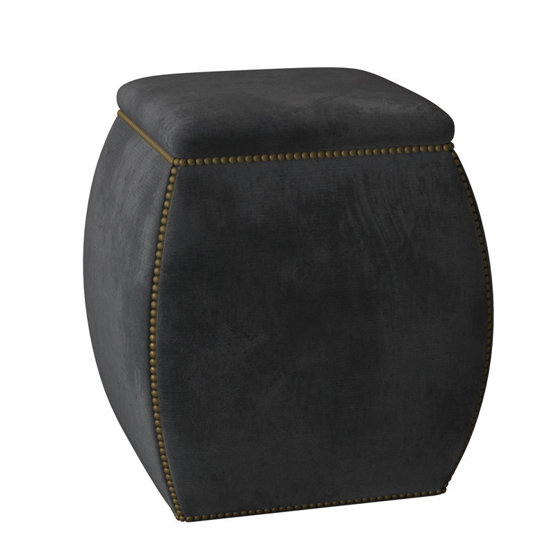 Delta 19" Square Pouf Ottoman, Brass, Akiko Graphite Performance 5534-011