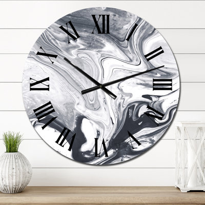 Art liquide noir et blanc - horloge murale moderne