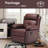 Upholstered Brown Cat Scratch-Resistant Fabric Swivel Rocker Recliner-687169835