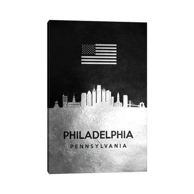 Philadelphia Pennsylvania Silver Skyline 1 Piece Wrapped Canvas Painting