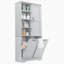 Armoire de rangement pour salle de bain avec tablette réglable, armoire autoportante avec panier à linge inclinable-692168547