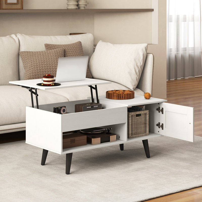 Lift Top Coffee Table with Storage, White