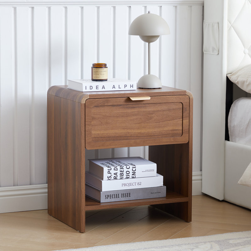 End Table With Charging Station, Walnut