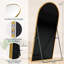 Miroir de plancher noir arqué avec support, miroir autoportant de 38 po x 77 po pour chambre à coucher-1950966353-1950966364