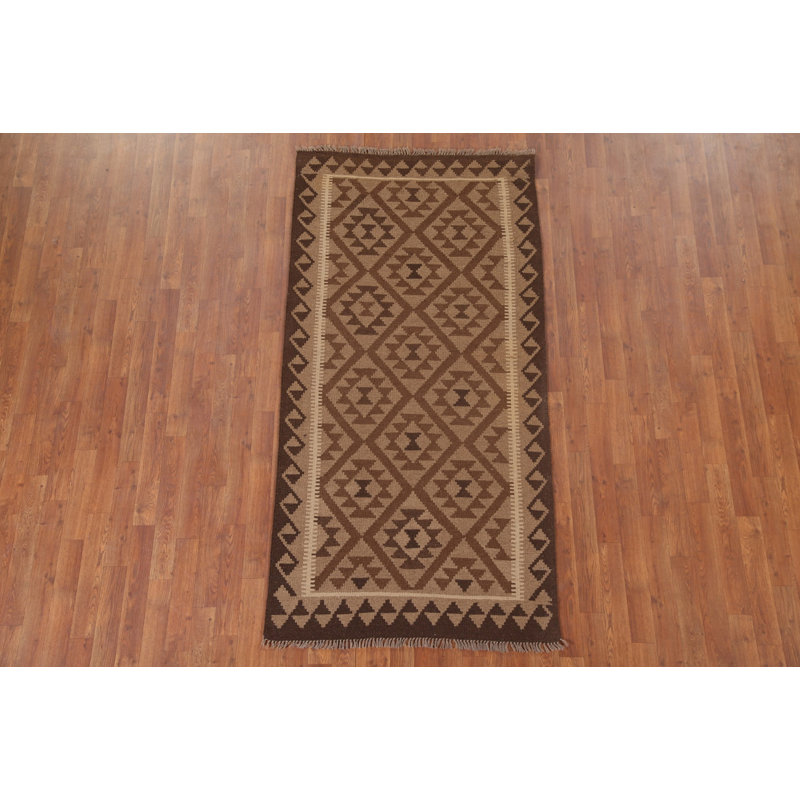 Reversible Wool Kilim Runner Rug 3x7