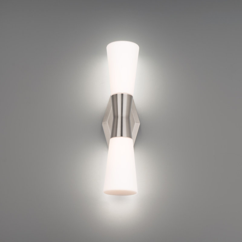 2 - Light LED Dimmable Armed Sconce, Brushed Nickel, 18.13" H x 4.5" W x 4.88" D
