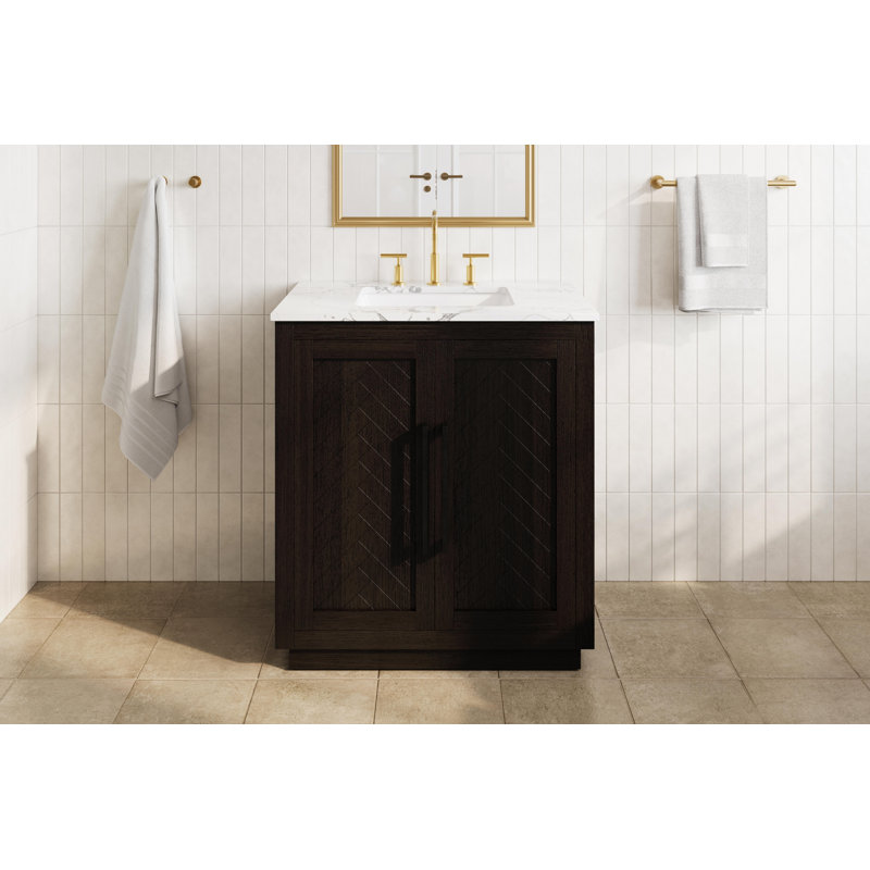 Meuble-lavabo simple 30 po, Chêne chocolat