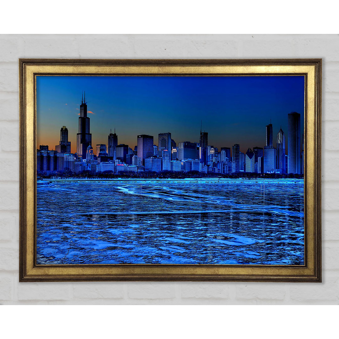 Chicago Ice Blue Waters - Einzelner Bilderrahmen Kunstdrucke auf Holz