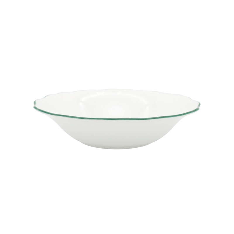 Amelie Bone China Dining Bowl, Forest Green/White
