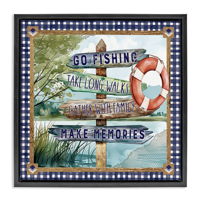Cadre flottant Plaid Border Lake, design par Nicole DeCamp, Cadre flottant noir de jais, H 18 po x l 18 po