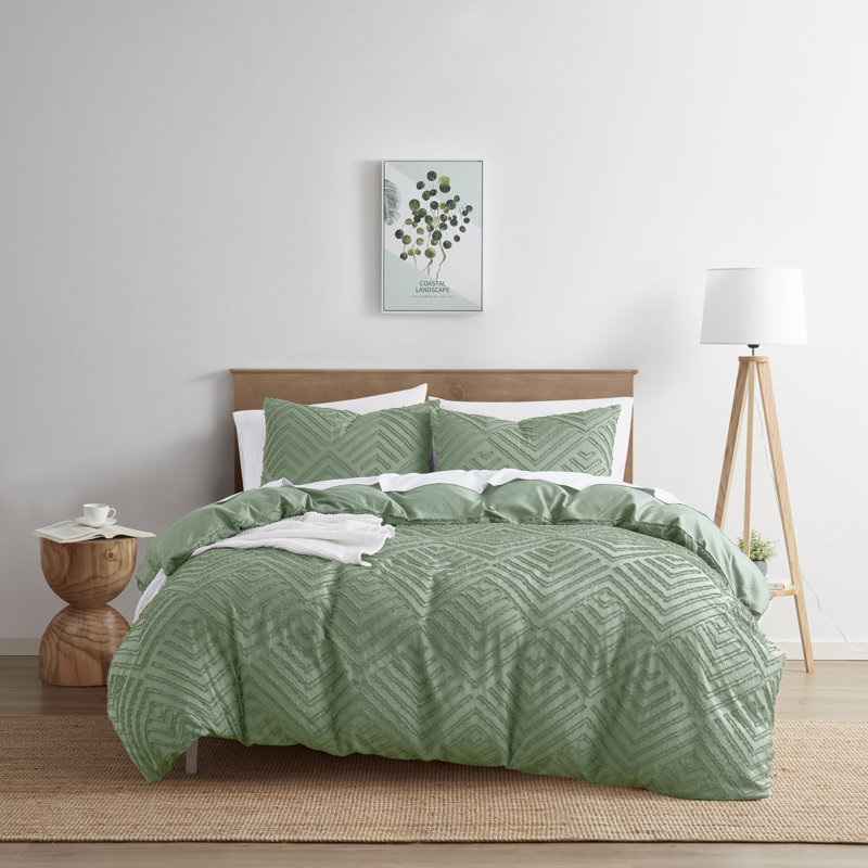 Ensemble de housse de couette Modern Boho, Housse de couette pour très grand lit et 2 très, Vert