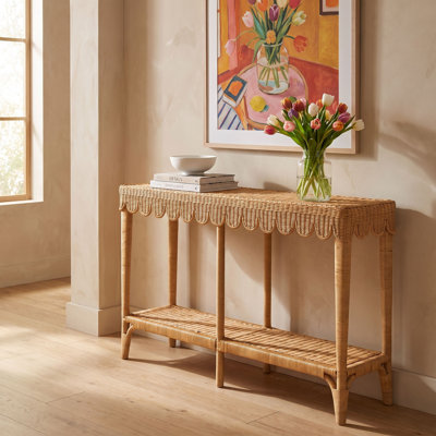 Rattan Scalloped Console Table