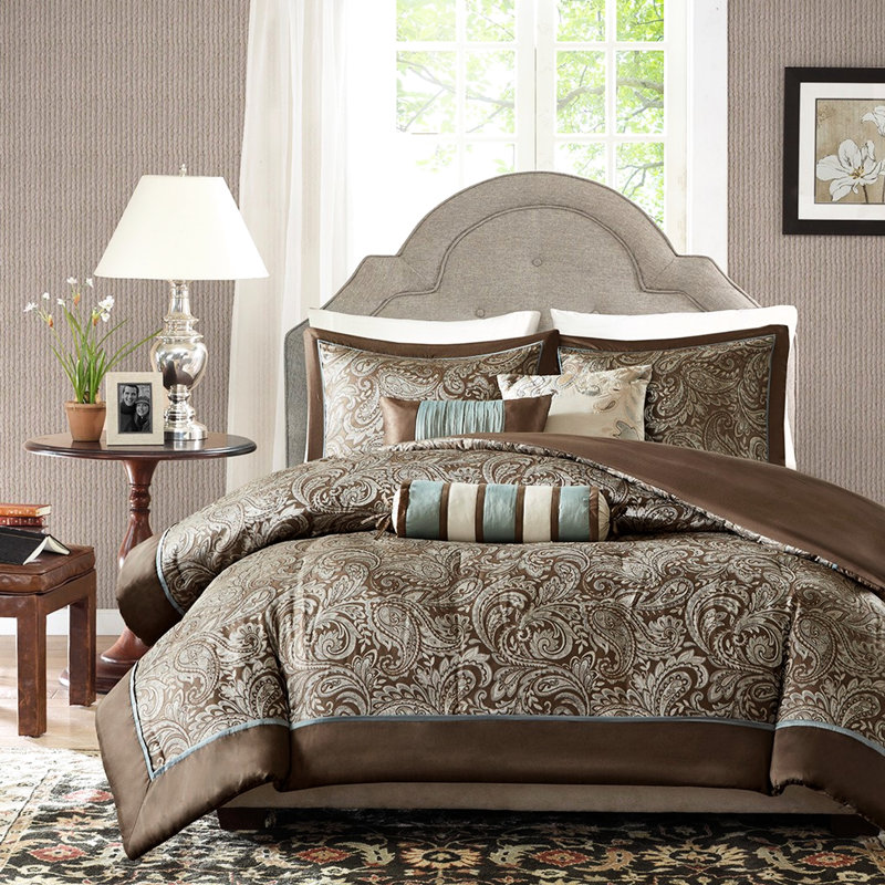 6 Housse de couette très grand / très grand - Taupe doux élégant et élégant multicolore avec touche