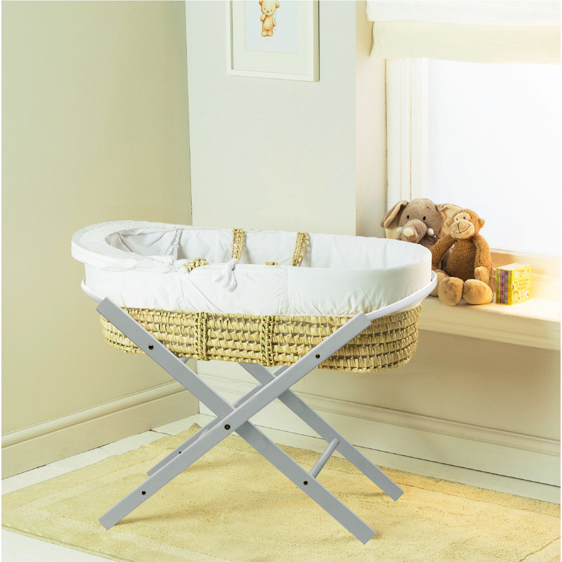 Moses Basket With Stand with Bedding with Mattress