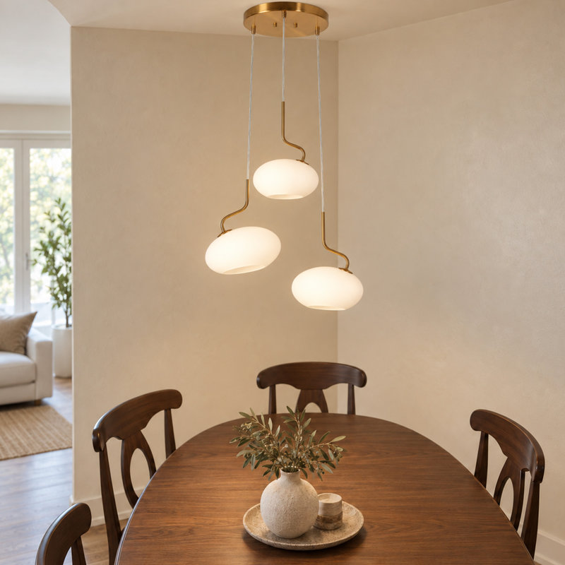 Luminaire suspendu moderne en verre coloré à 3 lumières certifié UL