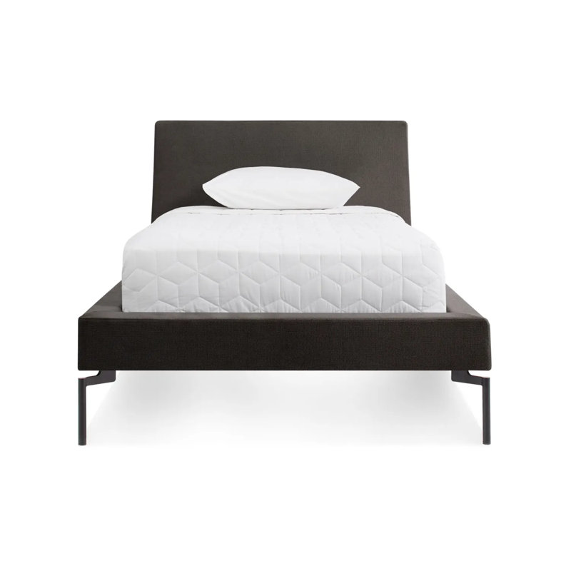 New Standard Upholstered Platform Bed, Twin, Condit Charcoal/Black