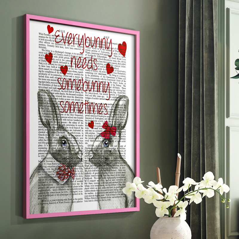 «Everybunny», reproduction encadrée - bois massif, Cadre photo rose simple, H 10 po x l 8 po
