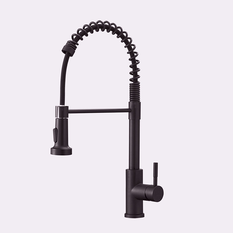 Commercial Black Kitchen Faucet With Pull Out Sprayer, Single Handle Single Lever Kitchen Sink Faucet