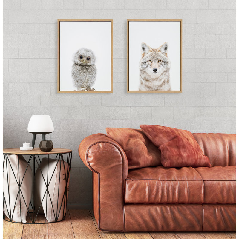 "Animal Studio Owl" par Amy Peterson, reproduction d'art sur toile encadrée, Encadré naturel