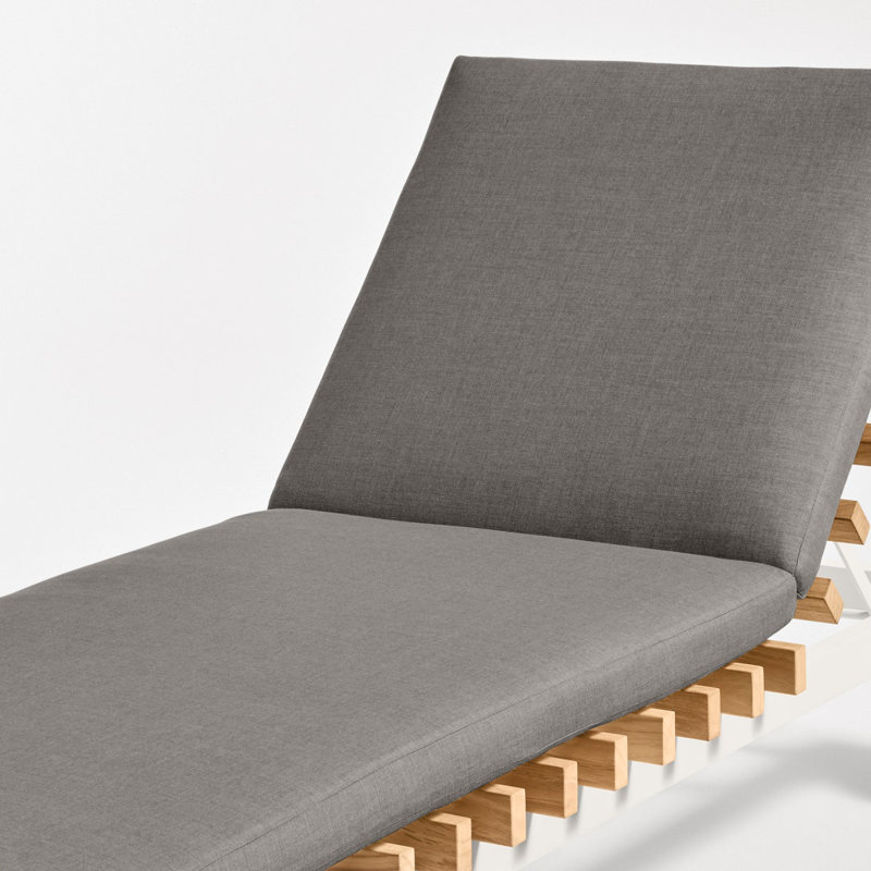 Perch Outdoor Teak Chaise Lounge, Toohey Charcoal, White