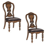 Chaise de salle à manger Devi 22 po, dossier découpé, similicuir brun