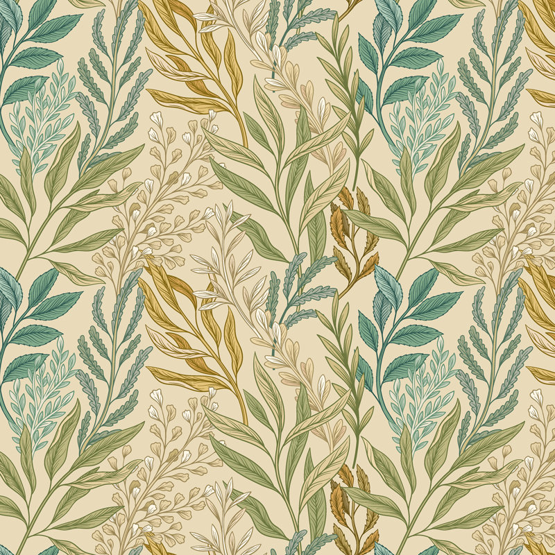 Verdant Leaves - Parchment, Tan