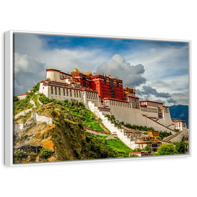 Palais du Pocala, Tibet, Cadre flottant blanc, 31 po x 21 po