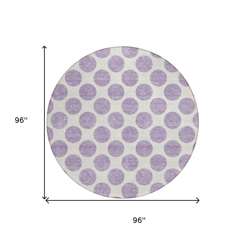 Tapis rond lavable à pois 8 po