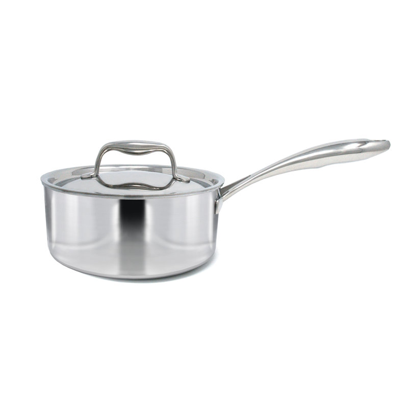 Casserole en acier inoxydable à trois couches Duratux 1,5 pte avec couvercle, H 4,75 po x l 6,75 po x P 6,5 po 