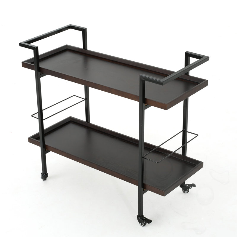 Chariot-bar roulant sur roulettes pour l'extérieur, Noyer