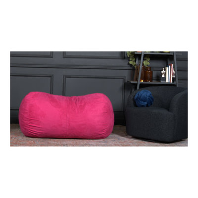  Fauteuil à billes cylindrique en suède fuchsia de 4 pieds Michael, fauteuil d'appoint vibrant pour adolescents et adultes, siège moelleux