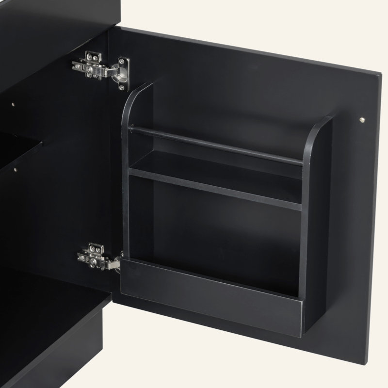 Meuble-lavabo de 20 po avec lavabo, meuble-lavabo avec tablette de porte et tablette réglable, Noir, noir, noir, noir