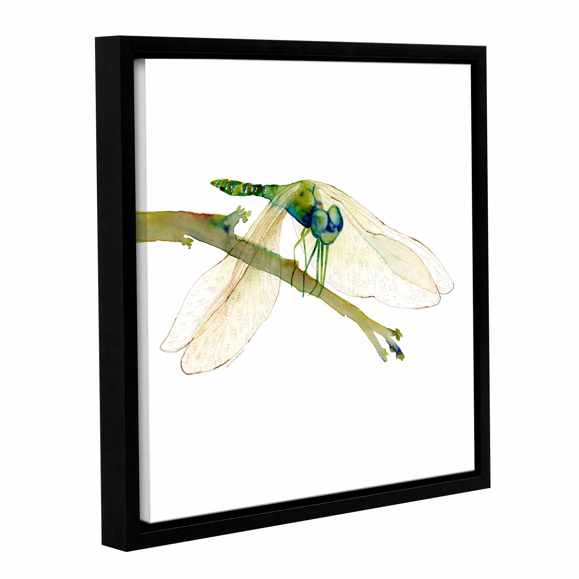 August Grove® 'Green Dragonfly SQ' Framed Painting Print | Wayfair