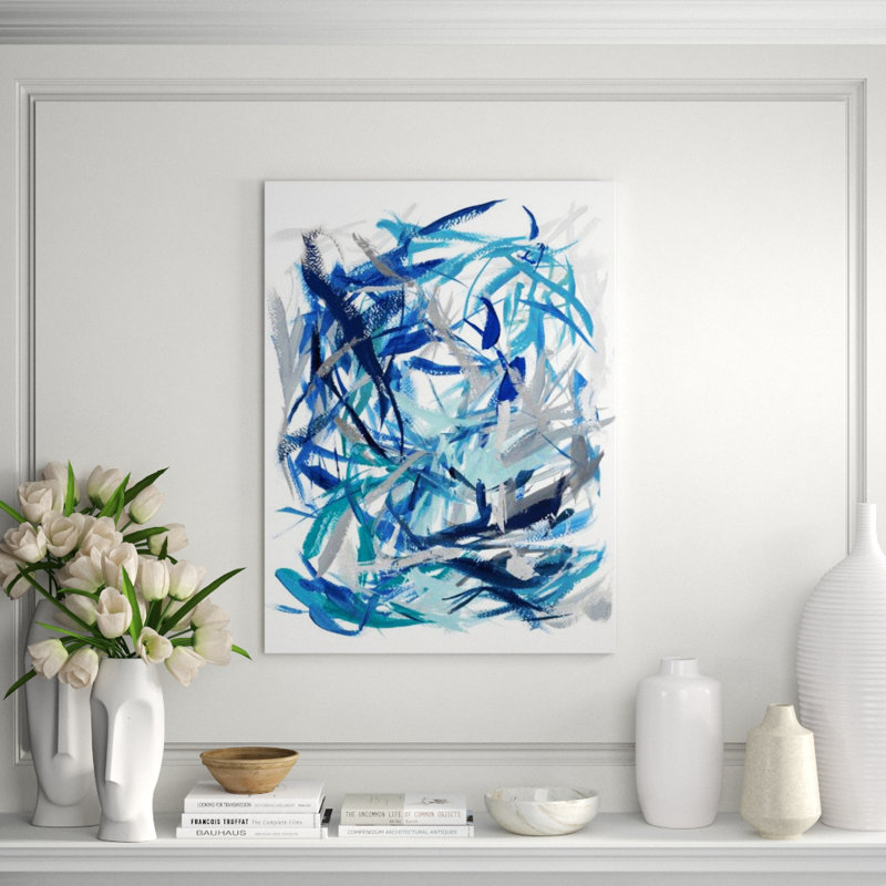 Blue Rising II Painting by Fern Cassidy, 32" H x 24" W, Glass Coat