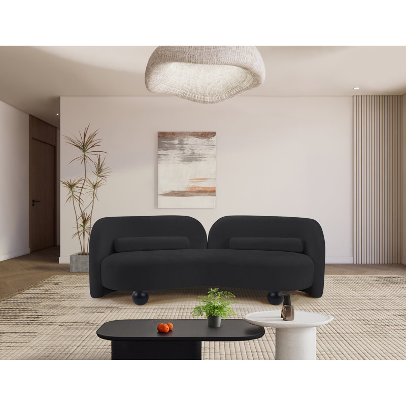 Daphne Upholstered Sofa, Black Velvet, Velvet