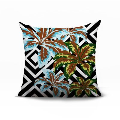 Oreiller carré réversible intérieur / extérieur à motif floral Hoku