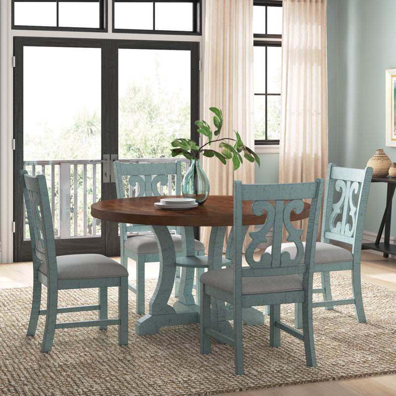 Bella 4 - Person Pedestal Dining Set, Antique Light Blue